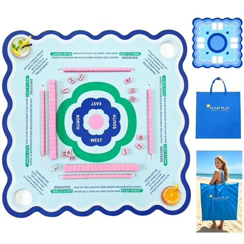 Floating Mahjong Table for Pool, 31.5-inch Double-Sided EVA Game Mat
