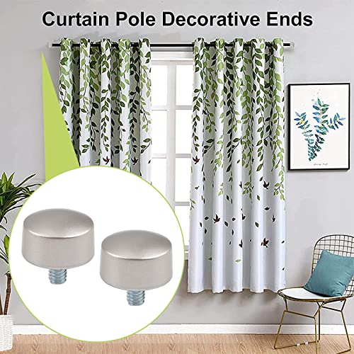 6Pcs Silver Curtain Rod Finials, Decorative Drapery Pole Ends for 3/4 Inch Rods