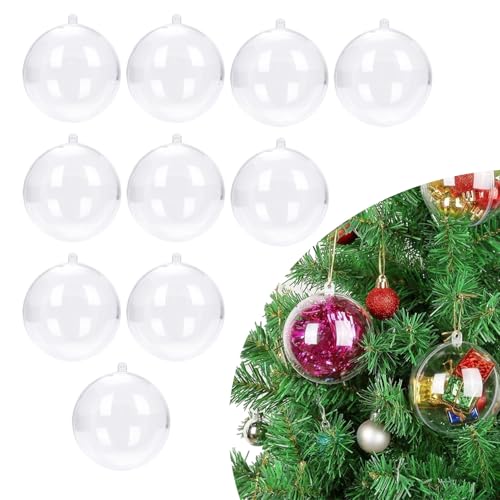 Clear Fillable Ornament Balls 80mm - Set of 10 DIY Craft Spheres