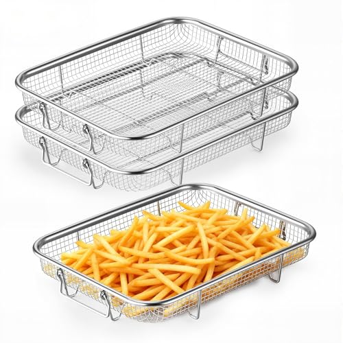 11.8 Inch Stainless Steel Air Fryer Basket Set for Oven - 3 Piece Rack