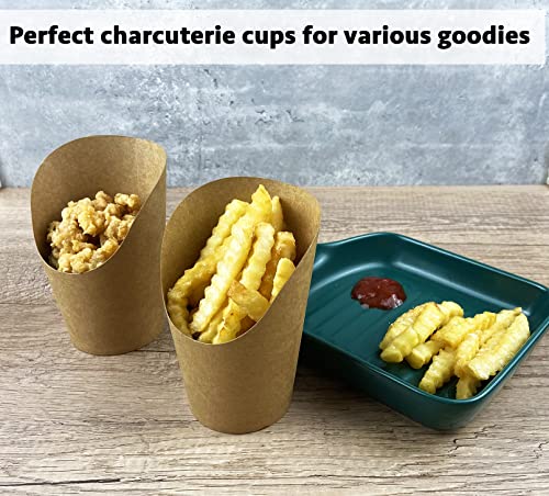 12oz Disposable Kraft Paper French Fry Cups - 100 Pack Charcuterie Holders