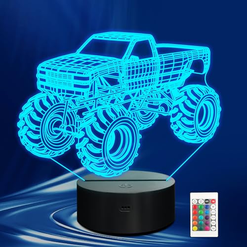 3D Monster Truck LED Night Light with Remote Control and Timer