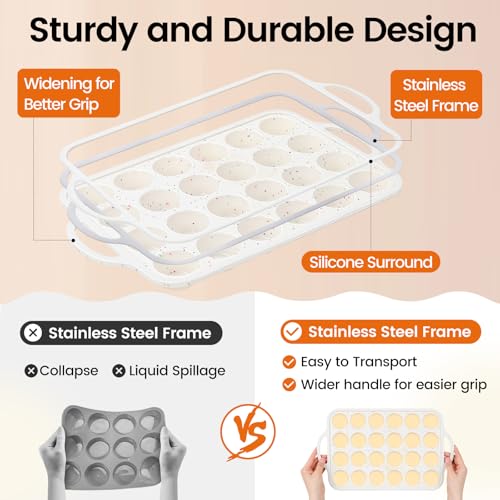 24-Cup Silicone Mini Muffin Pan with Metal Frame - Non-Stick Cupcake Tray