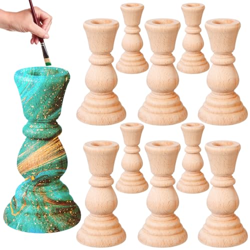 12 Pack Wooden Candle Holders - DIY Christmas Craft Decor, 4 Inch