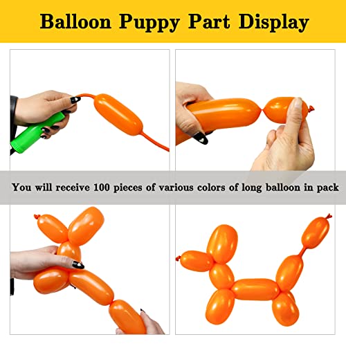 ASIYUHY 260 Long Twisting Animal Balloons 100-Pack Assorted Color Latex Modeling Magic Balloons for Party Decor