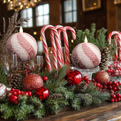 Baquler 2 Pack Christmas Flameless Candles - Indoor Holiday Decor
