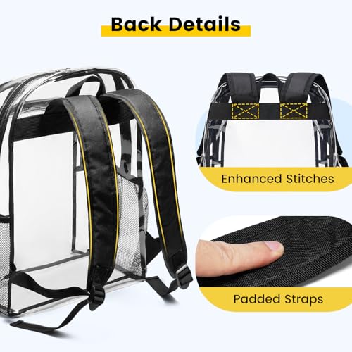 16-Inch Large Clear Backpack - Heavy Duty Transparent School Bookbag