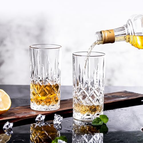 BinSakao Style A Highball Glass Set of 6, 14oz Tall Drinkware for Cocktails & Beverages