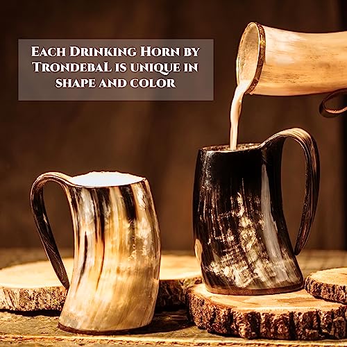 Authentic Viking Drinking Horn Mug - 20 oz Handcrafted Ox Horn Beer Tankard