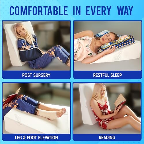 8" Bed Wedge Pillow for Acid Reflux and Sleep Apnea - 3.25" Memory Foam