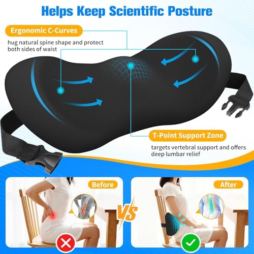 Lumbar Support Pillow for Office Chair - Ergonomic Memory Foam
