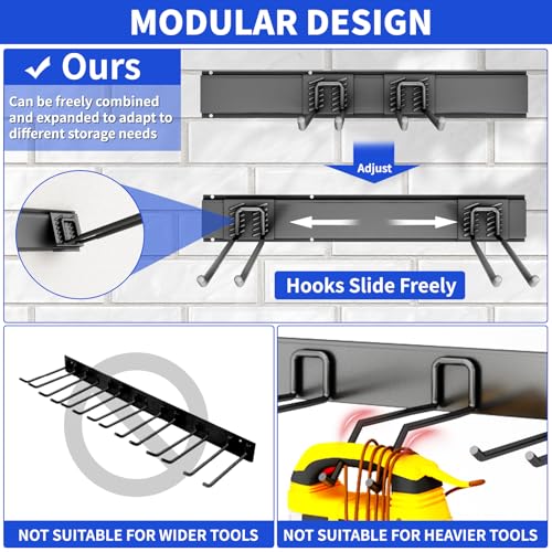 48-Inch Heavy Duty Garage Tool Organizer Wall Mount Steel Rack