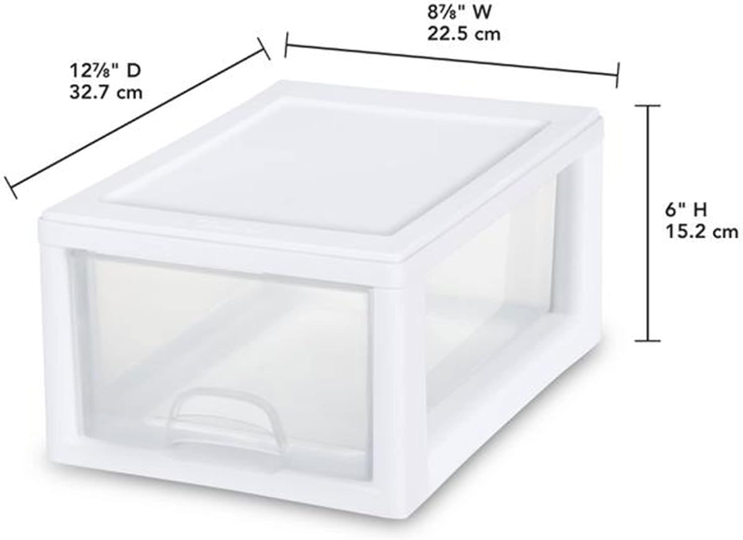 Sterilite 6-Pack Stacking Drawers - Clear Storage Organizers with White Frame for Clothes, Accessories & More