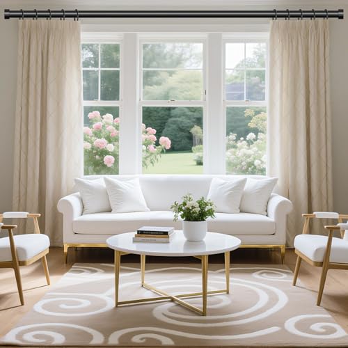 Black Adjustable Curtain Rod - 1 Inch Heavy Duty Drapery Rod (36-88 In)