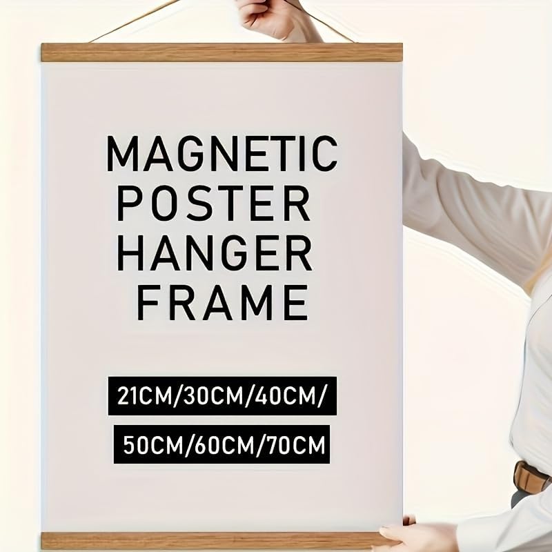 Skiennix Magnetic Poster Hanger Frame - Teak Wood Design for 20x24, 20x28, 20x30 Posters | Perfect for Wall Art & Decor