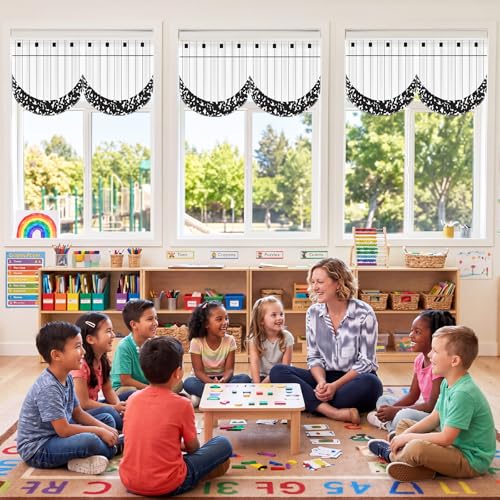 Composition Notebook Window Valances, Back to School Classroom Decor, 6 Pcs