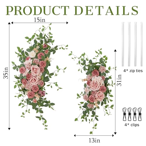 Artificial Wedding Arch Flower Swag Set, 2-Piece Silk Floral Backdrop Decor