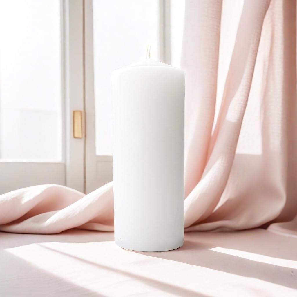 White Pillar Candle Set - 2 Large Unscented Decorative Candles for Parties | 2.4" x 6" (2PC)