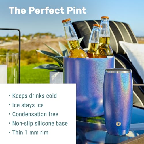 Insulated Stainless Steel Pint Glasses - 18oz Shatterproof Beer Set of 2