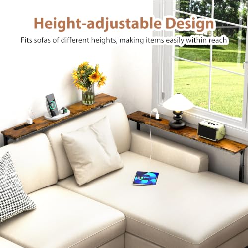 Adjustable Height Console Table with Power Outlets and USB Charging Station