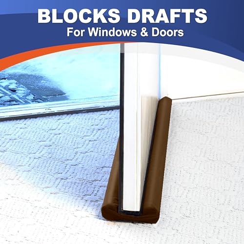 Dual Door Draft Stopper - Water Repellent Insulator, Fits 28-36 Inches