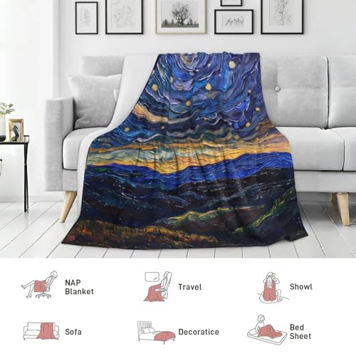 SIUKUS Sun Moon Star Galaxy Throw Blanket 60x80 Cozy Flannel for Kids & Adults