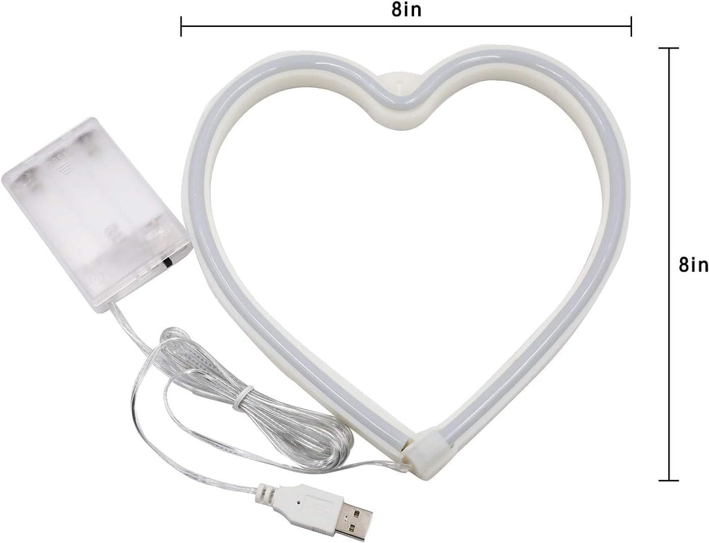 Skiennix 2-Pack Heart Neon Sign - Battery Operated & USB Powered | Perfect for Valentine's Day Decor (Pink & Red)