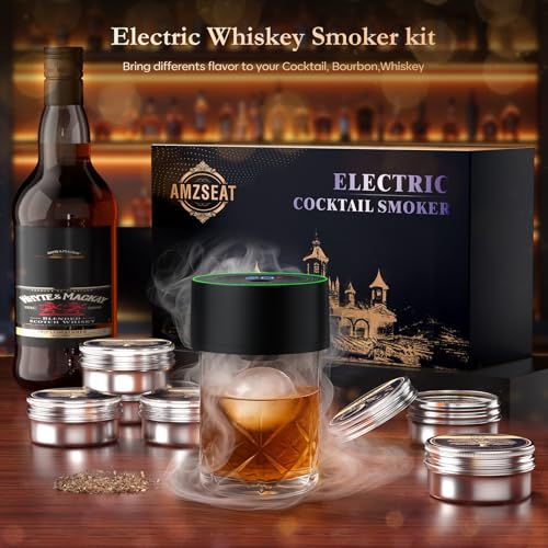 Black Electric Whiskey Smoker Kit - Rechargeable Cocktail Infuser with 6 Wood Chips