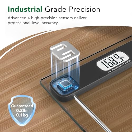 Digital Bathroom Scale for Body Weight, 400lb Capacity with Measuring Tape