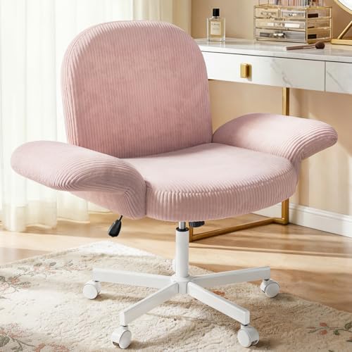 Criss Cross Office Chair with Adjustable Armrests for Petite Women, Pink