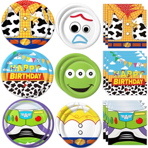 Cartoon Birthday Party Plates Napkins Set for 30 Guests - Toy Theme Decor