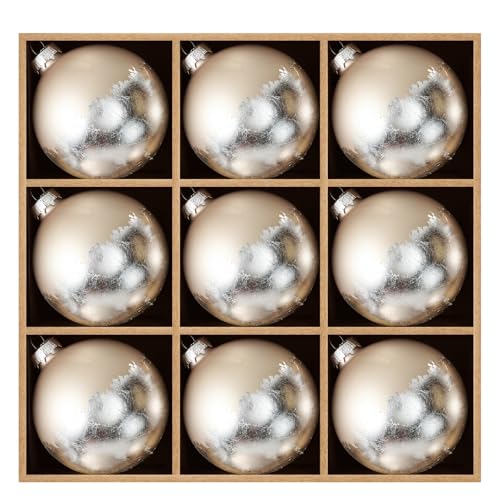 DN Deconation Matte Silver Christmas Ornaments Set of 9 - Glass Ball Decor, 3.14"