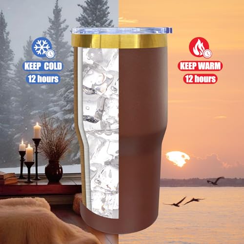 Brown 20 oz Stainless Steel Tumbler with Lid & Straw - Metalya Bulk