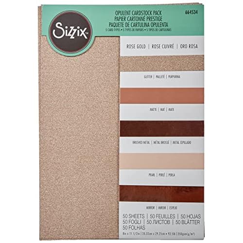 Sizzix Rose Gold, Surfacez, Surfaces-Opulent Cardstock, 8x11.5 inches, 50 Pack