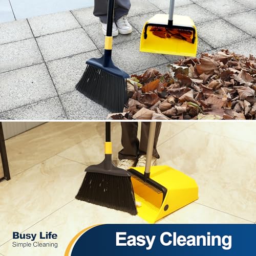 Heavy-Duty Upright Commercial Dustpan with Comb - 42.5" Long Handle