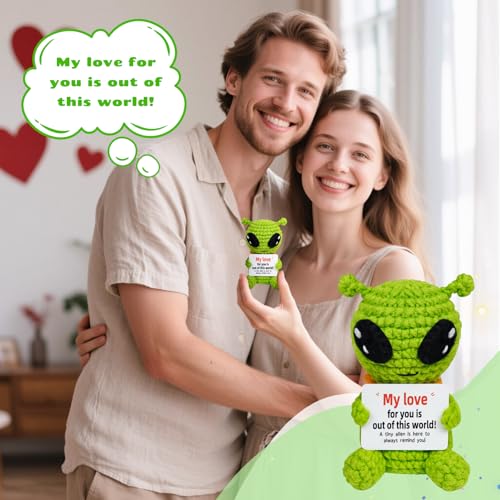 Handmade Crochet Alien Gift with Scarf - Funny Romantic Keepsake