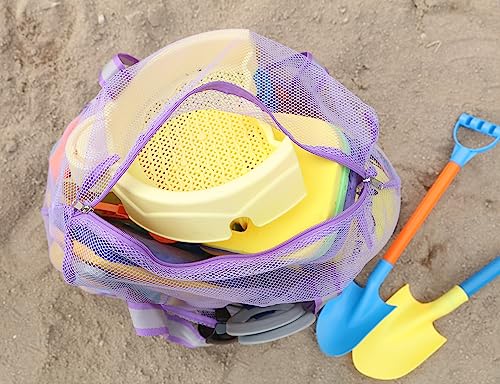 Large Mesh Beach Bag with Zipper - Quick-Dry Sand Toy Carrier for Pool