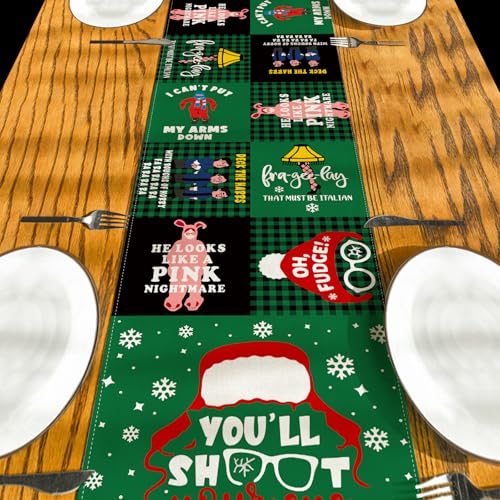 Yarcooly 13 x 72 Inch Christmas Table Runner Linen Set for Holiday Decor