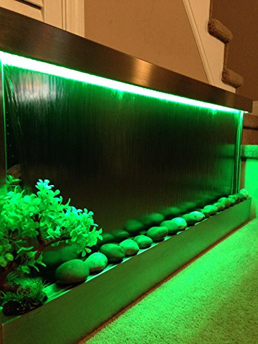 XXL Wall Water Fountain 60x26 Inch Stainless Steel Indoor Outdoor Waterfall with Color Lights & Remote Control