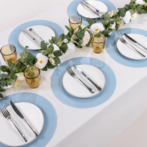 13-Inch Round Disposable Paper Placemats, Dusty Blue, 100-Pack