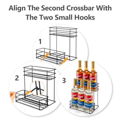 6-Bottle Coffee Syrup Organizer Rack for Kitchen Countertop Storage