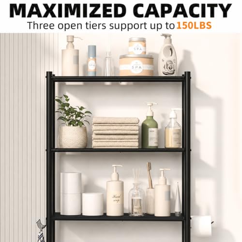 GloTika 3-Tier Over Toilet Storage Shelf - Freestanding Bathroom Organizer