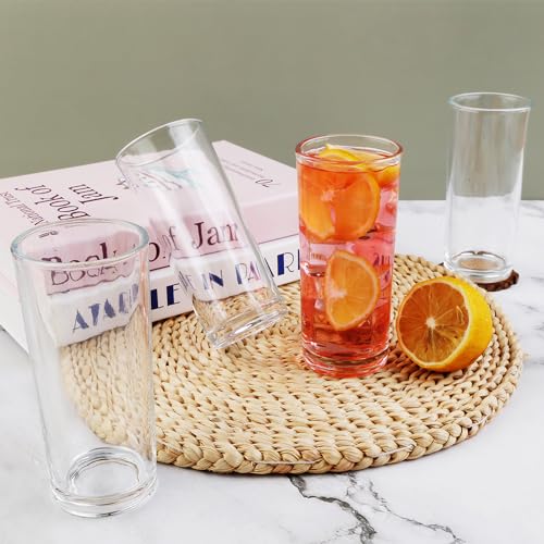 BTGLLAS Glass Set of 6 Highball Drinking Glasses 8oz for Cocktails & Water - Clear