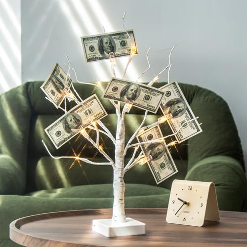 22-Inch LED Birch Tree Photo Display with Clips and Timer