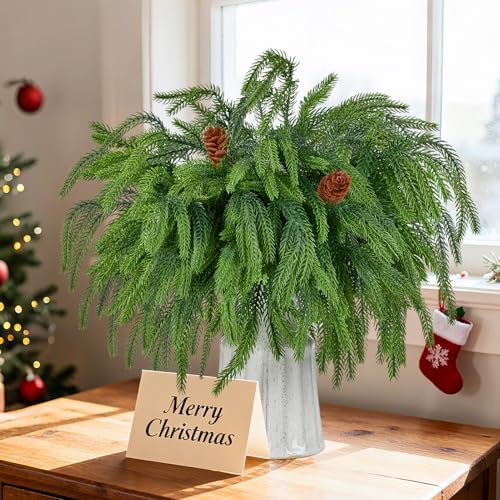 22PCS Christmas Norfolk Pine Branches & Pine Cone Stems - Variation 22