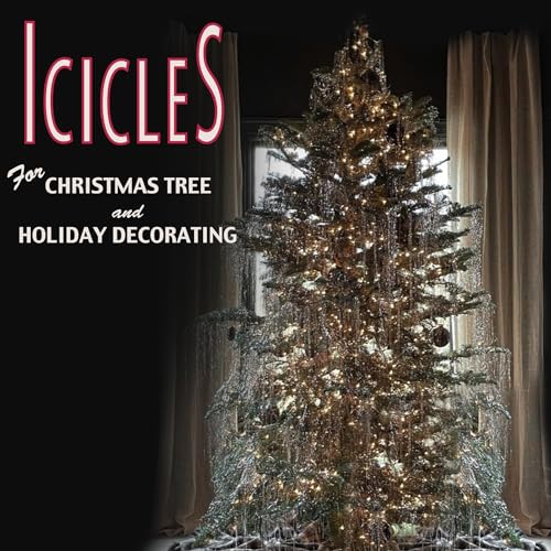 Silver Tinsel Icicles for Christmas Tree Decor - 18 Inch Strands (3 Pack)