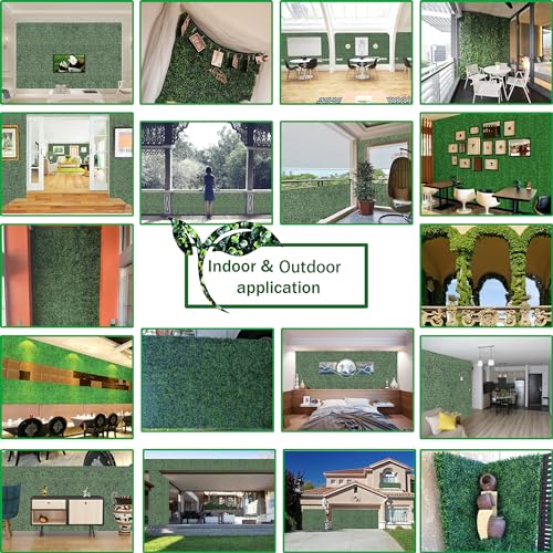 Artificial Boxwood Grass Wall Panels - 12 Pack 10x10 Faux Greenery Backdrop