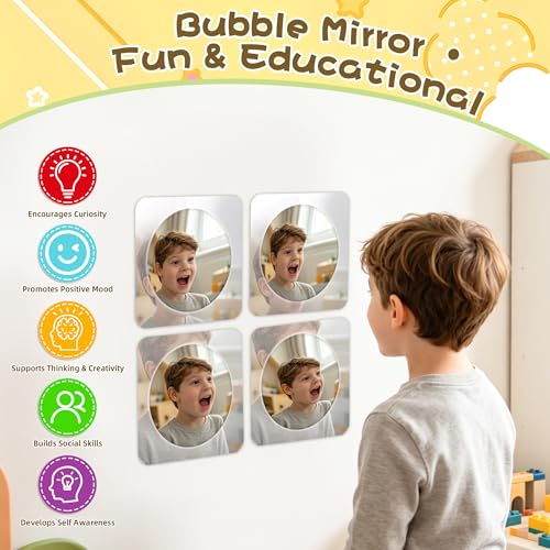10-Inch Shatterproof Acrylic Wall Mirror for Nursery and Playroom, 4-Pack