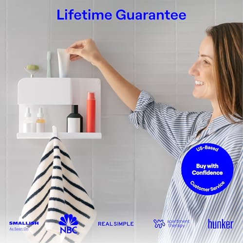 Floating Bedside Wall Organizer & Shelf with Built-In Level - White