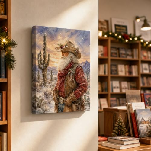 MENSHIJIAN Western Cowboy Santa Christmas Wall Art C - Canvas Print